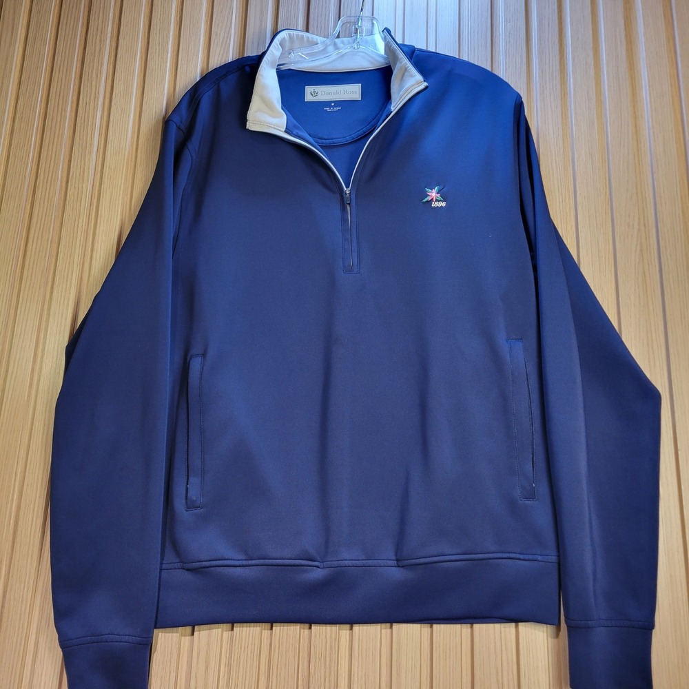 Donald Ross Mens Golf Quarter Zip Pullover Navy Blue Performance Jacket Size M